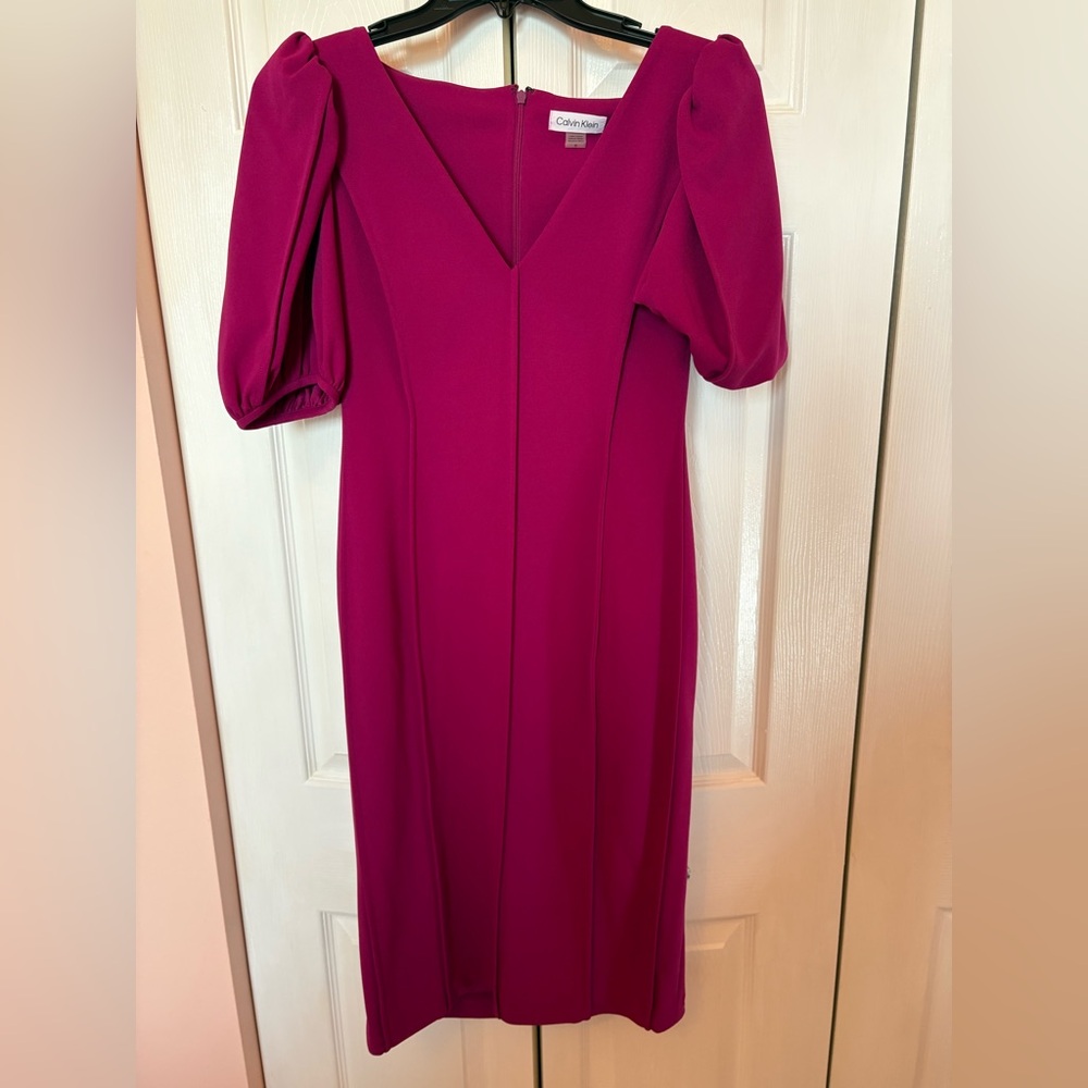 Calvin Klein Pink Puff Sleeve Sheath Dress